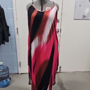 Chic High Low Dress in Red and Black
